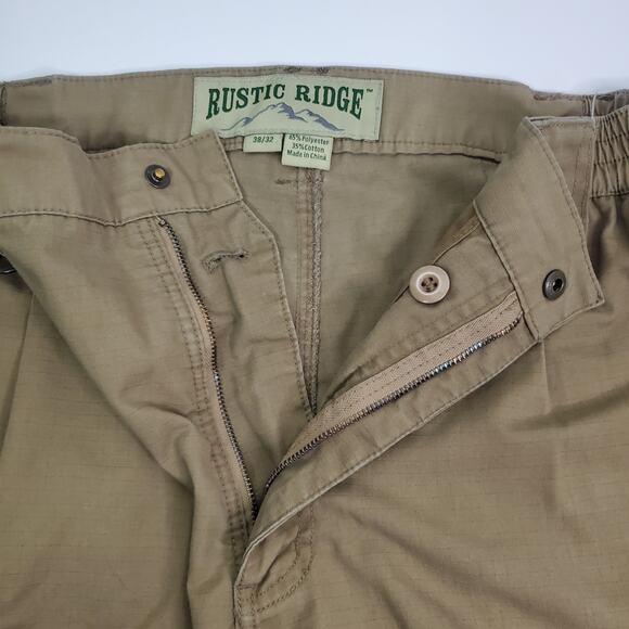 Rustic Ridge 2 pair Mens Cargo Pants Size 38x32 Green/Khaki Utility Pants - Picture 11 of 15